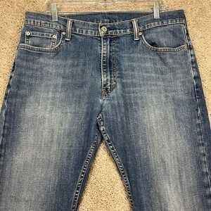 Levi's 514 Mens Jeans 36x30 Regular Fit Blue Wash Denim Distressed